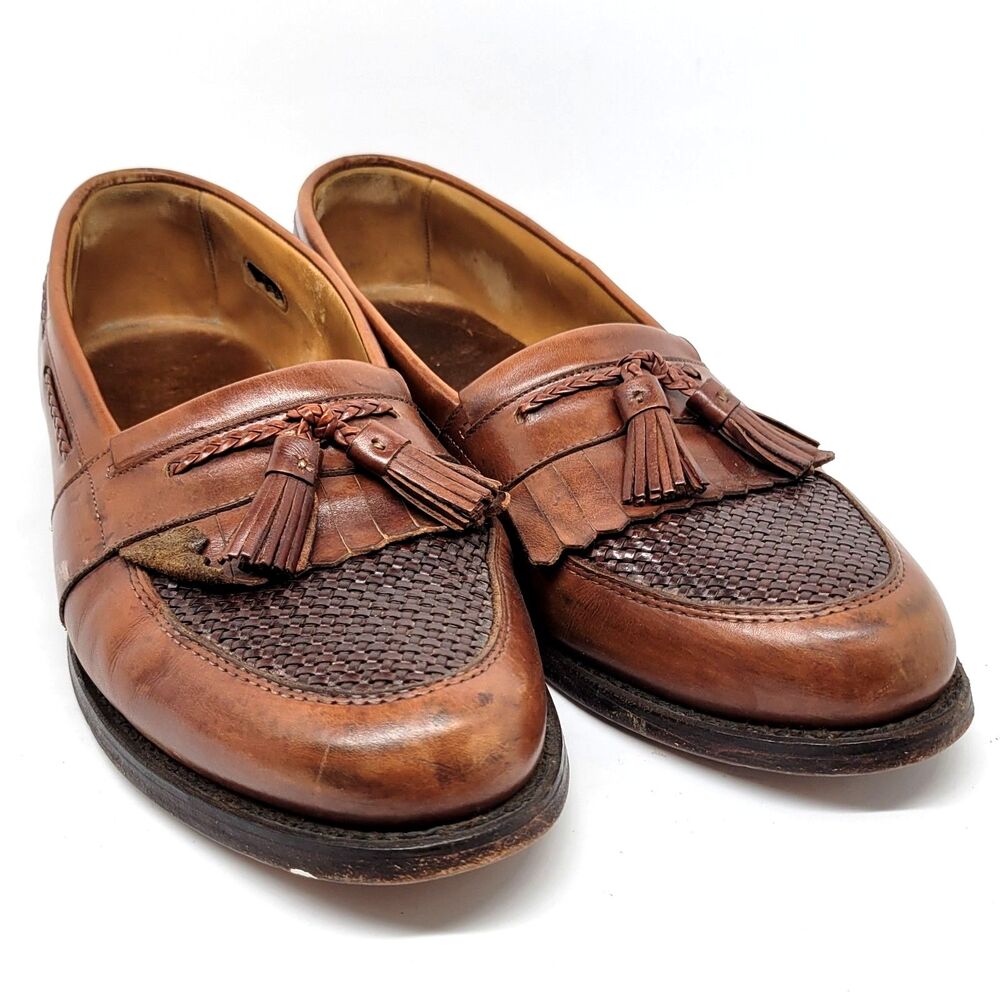 Allen Edmonds "CODY" Mens Brown Leather Tasselled Kilted Loafers Size US 11 M